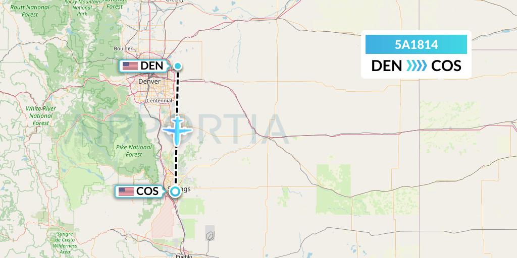 5A1814 Alpine Air Express Flight Map: Denver to Colorado Springs