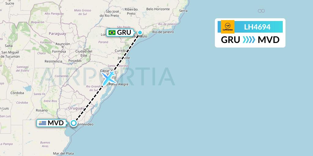 LH4694 Lufthansa Flight Map: Sao Paulo to Montevideo