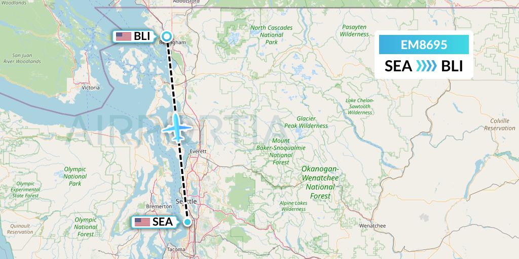 EM8695 Empire Airlines Flight Map: Seattle to Bellingham