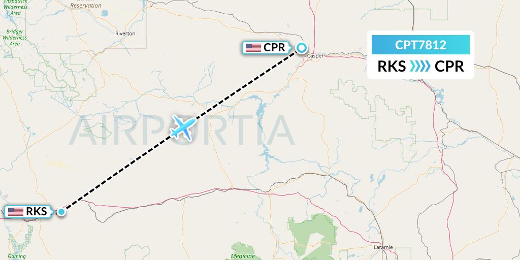 CPT7812 Corporate Air Flight Map: Rock Springs to Casper