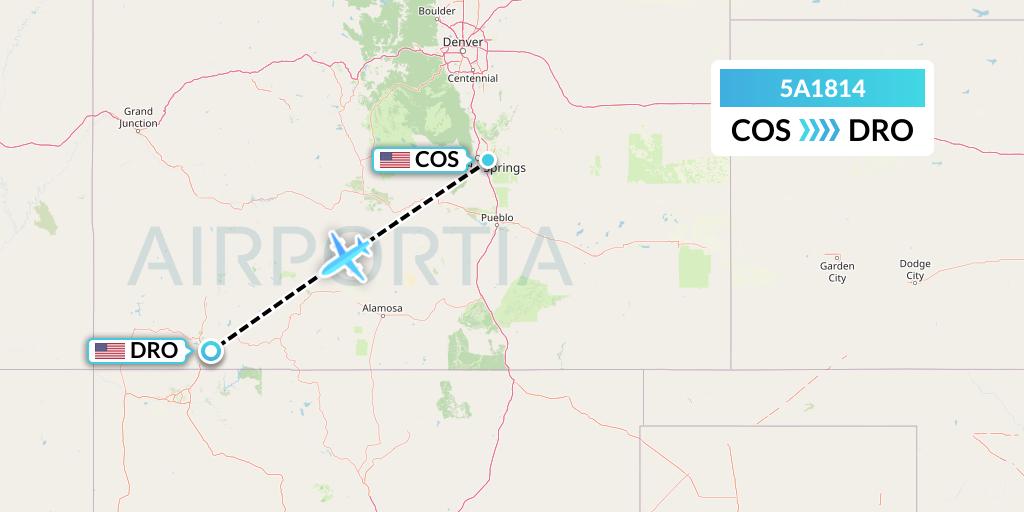 5A1814 Alpine Air Express Flight Map: Colorado Springs to Durango