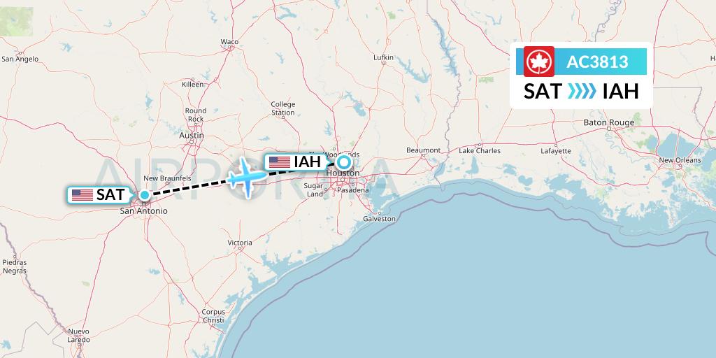 AC3813 Air Canada Flight Map: San Antonio to Houston