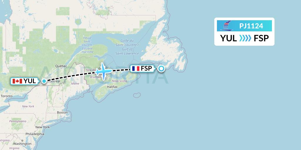 PJ1124 Air Saint-Pierre Flight Map: Montreal to Saint-Pierre