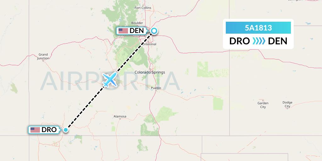 5A1813 Alpine Air Express Flight Map: Durango to Denver