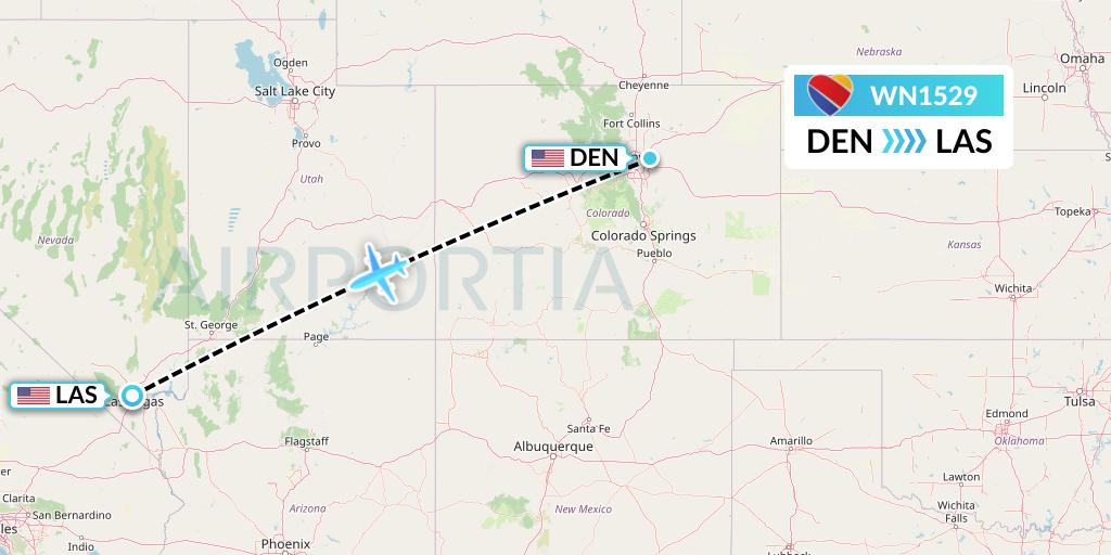 WN1529 Southwest Airlines Flight Map: Denver to Las Vegas