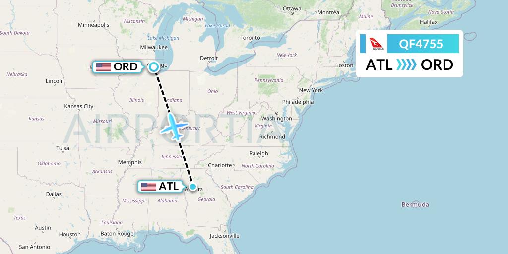 QF4755 Qantas Flight Map: Atlanta to Chicago