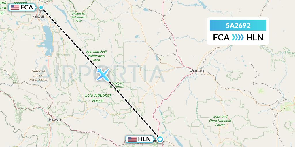 5A2692 Alpine Air Express Flight Map: Kalispell to Helena