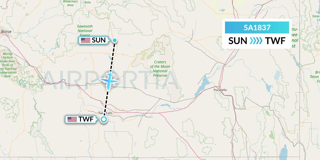 5A1837 Alpine Air Express Flight Map: Hailey to Twin Falls
