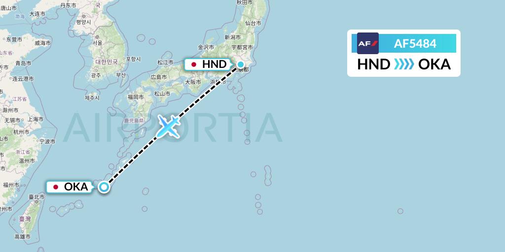 AF5484 Air France Flight Map: Tokyo to Naha