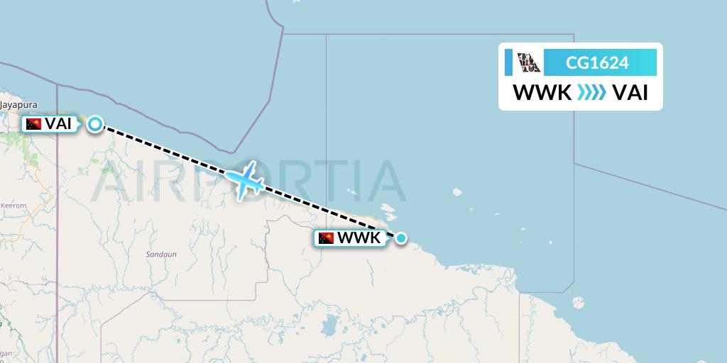CG1624 Airlines PNG Flight Map: Wewak to Papua New Guinea