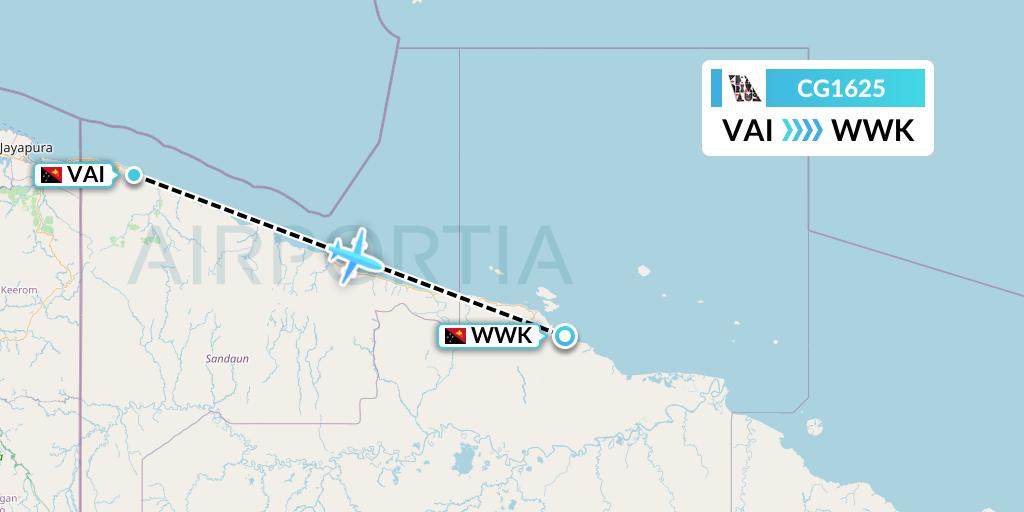 CG1625 Airlines PNG Flight Map: Papua New Guinea to Wewak