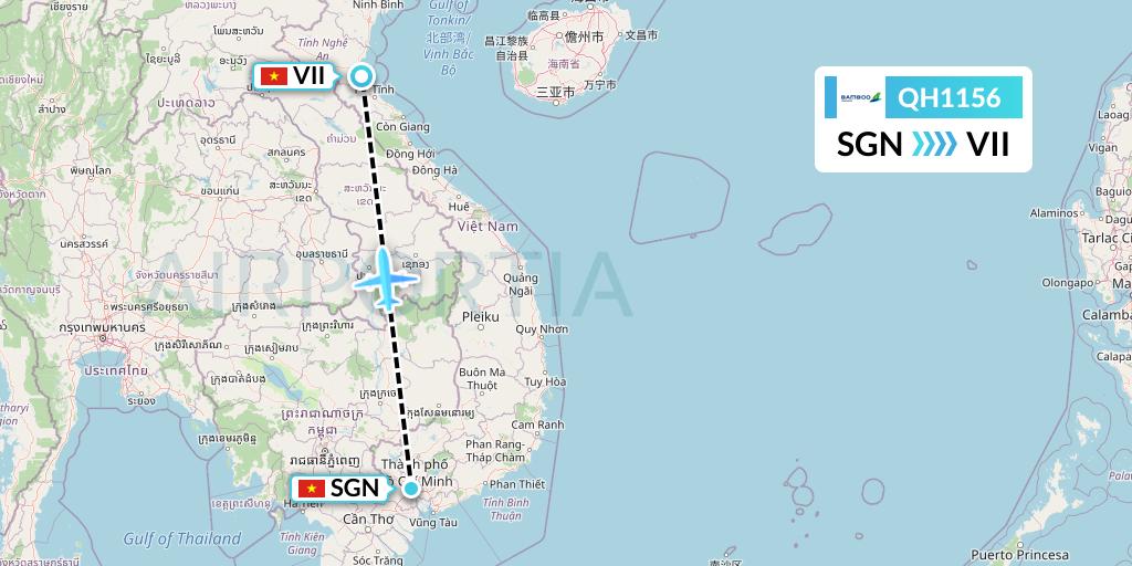 QH1156 Bamboo Airways Flight Map: Ho Chi Minh City to Vinh