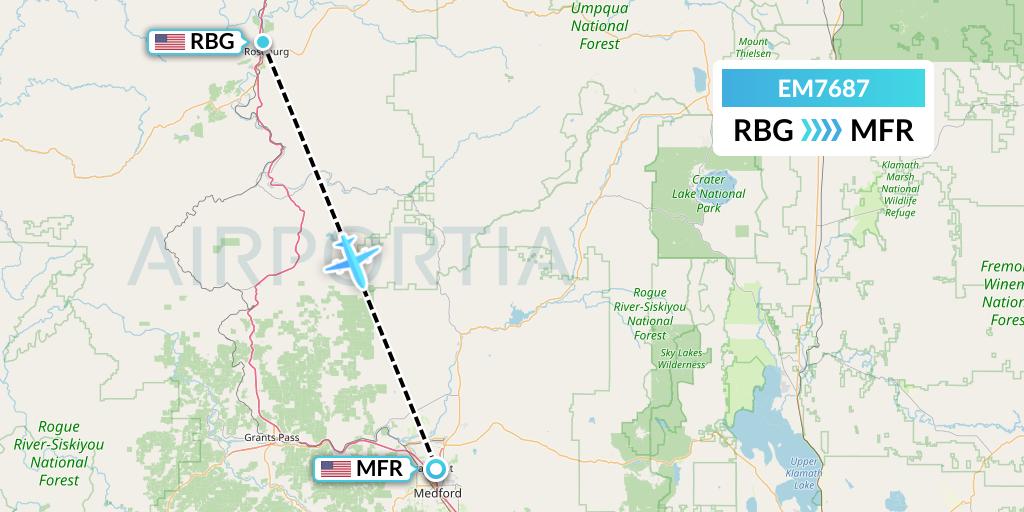 EM7687 Empire Airlines Flight Map: Roseburg to Medford