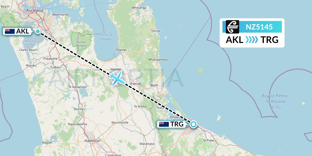 NZ5145 Air New Zealand Flight Map: Auckland to Tauranga