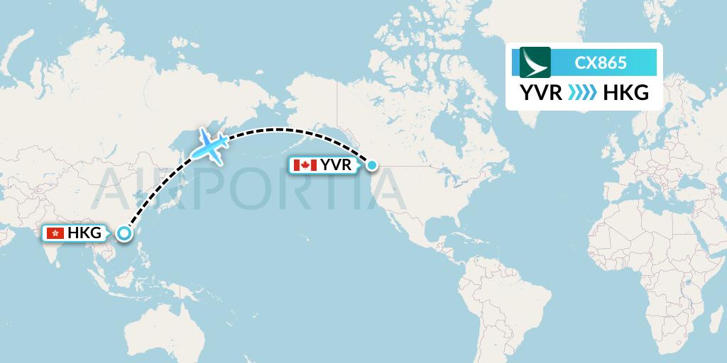 CX865 Cathay Pacific Flight Map: Vancouver to Hong Kong