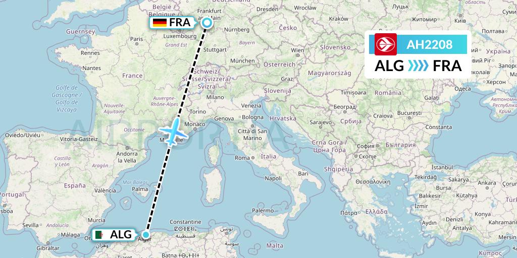 AH2208 Air Algerie Flight Map: Algiers to Frankfurt