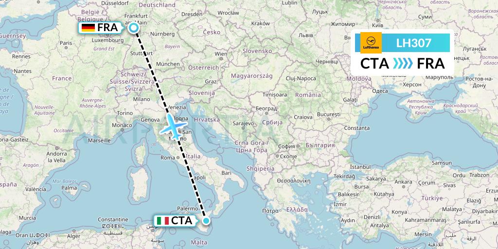 LH307 Lufthansa Flight Map: Catania to Frankfurt