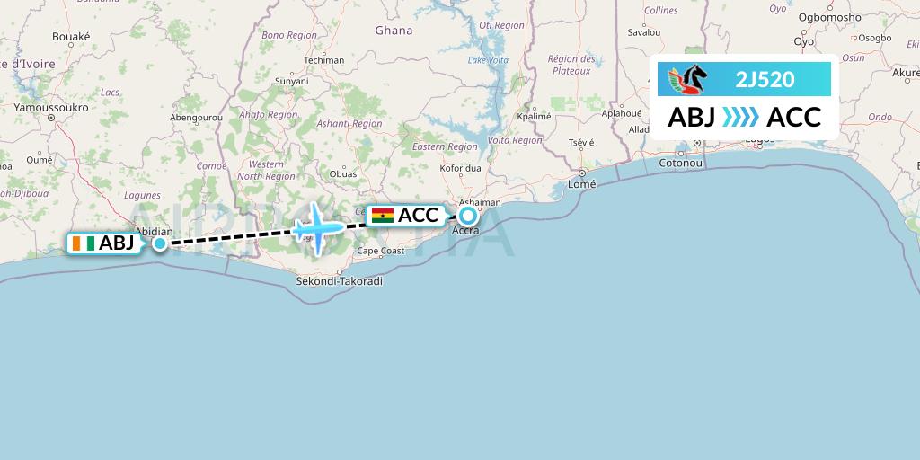 2J520 Air Burkina Flight Map: Abidjan to Accra