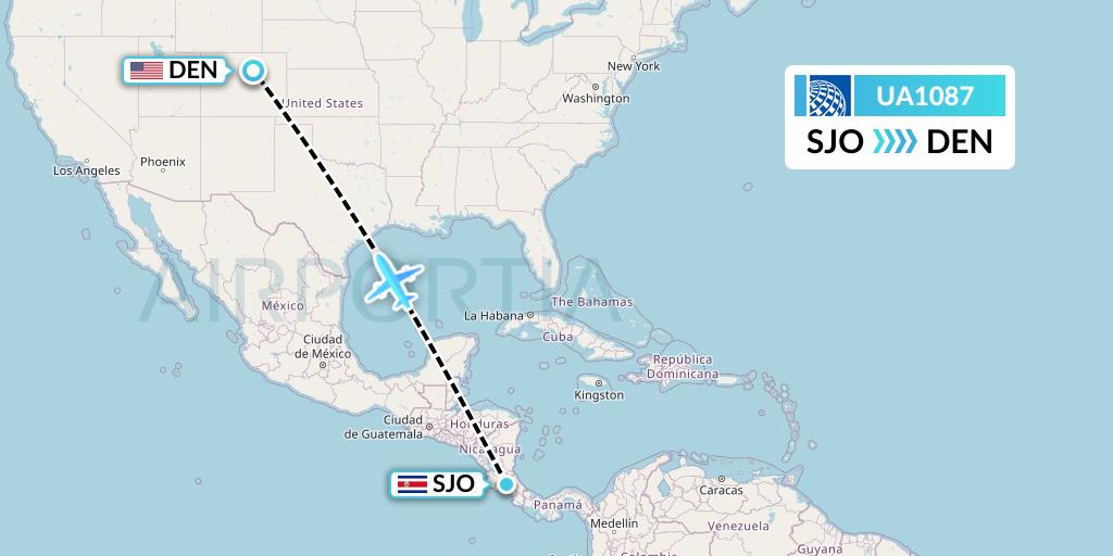 UA1087 United Airlines Flight Map: San Jose to Denver
