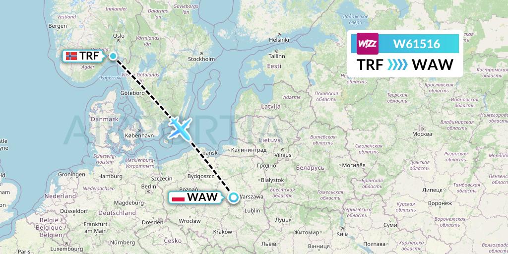 W61516 Flight Status Wizz Air Oslo to Warsaw (WZZ1516)