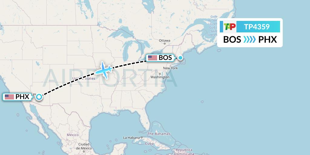 TP4359 TAP Portugal Flight Map: Boston to Phoenix