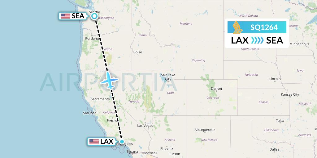 SQ1264 Singapore Airlines Flight Map: Los Angeles to Seattle