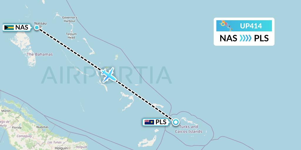 UP414 Bahamasair Flight Map: Nassau to Providenciales