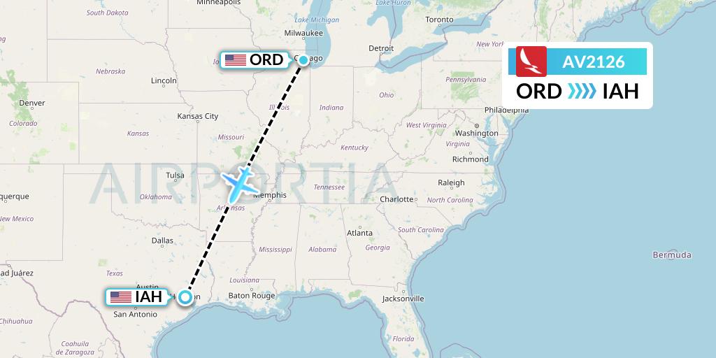 AV2126 Avianca Flight Map: Chicago to Houston