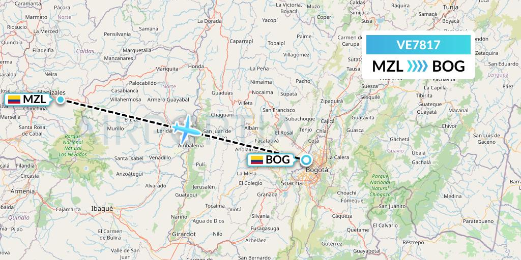 VE7817 Easyfly Flight Map: Manizales to Bogota