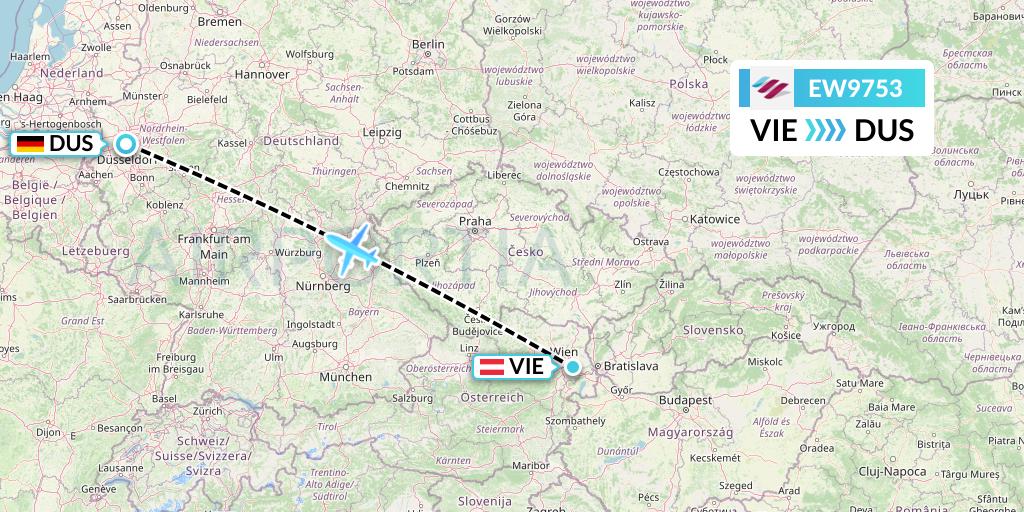 EW9753 Eurowings Flight Map: Vienna to Dusseldorf