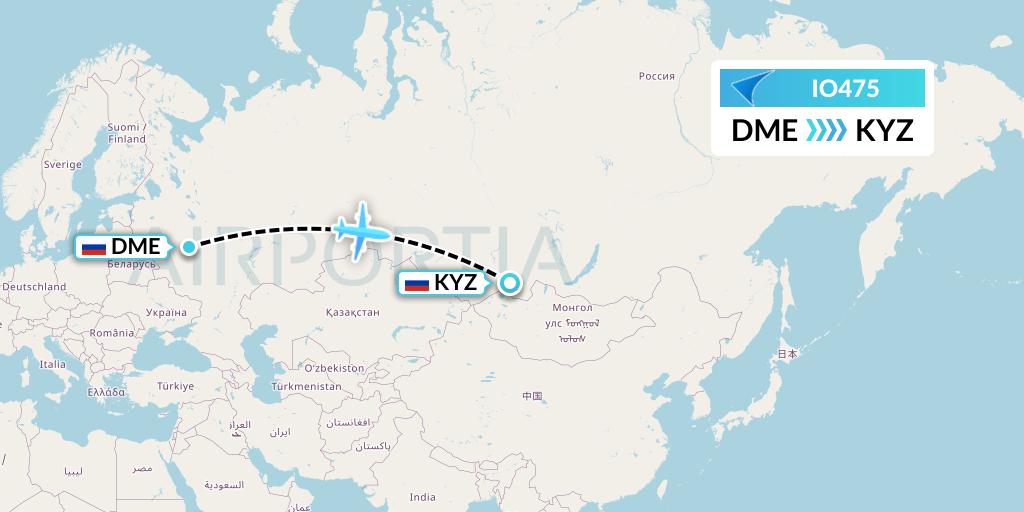 IO475 IrAero Flight Map: Moscow to Kyzyl