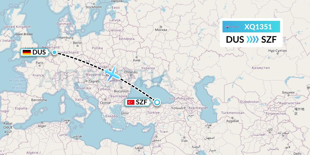 XQ1351 SunExpress Flight Map: Dusseldorf to Samsun