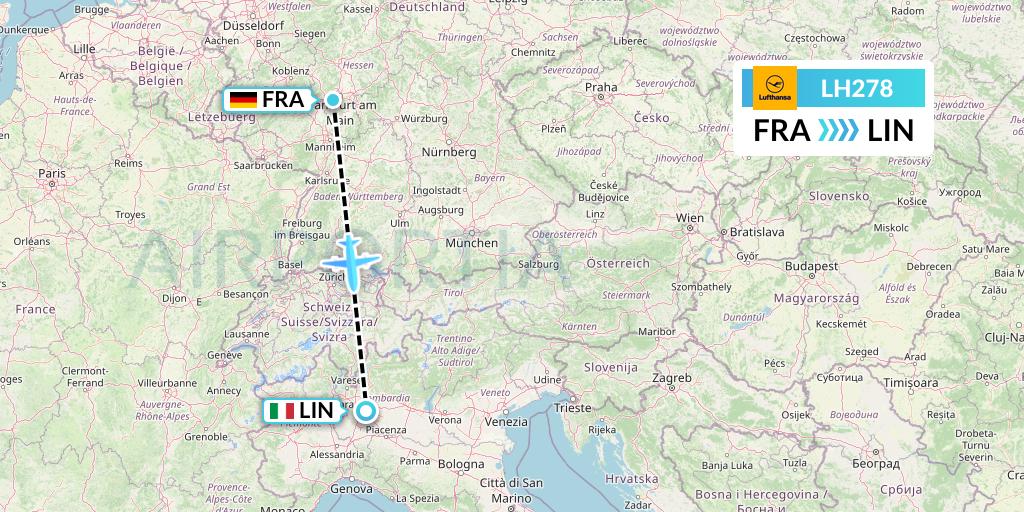 LH278 Lufthansa Flight Map: Frankfurt to Milan
