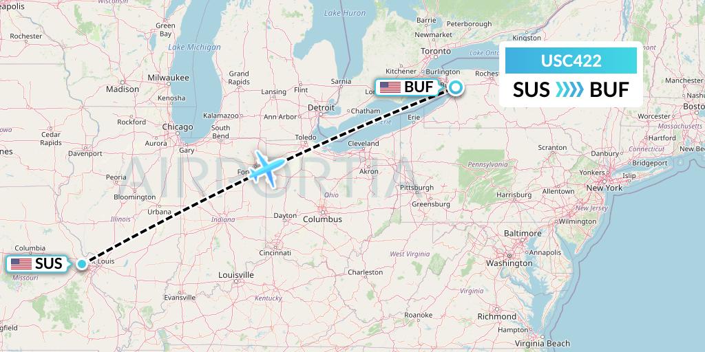 USC422 Airnet Express Flight Map: St. Louis to Buffalo