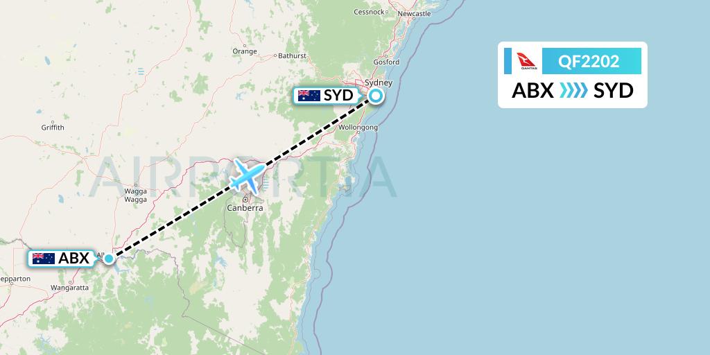 QF2202 Qantas Flight Map: Albury to Sydney