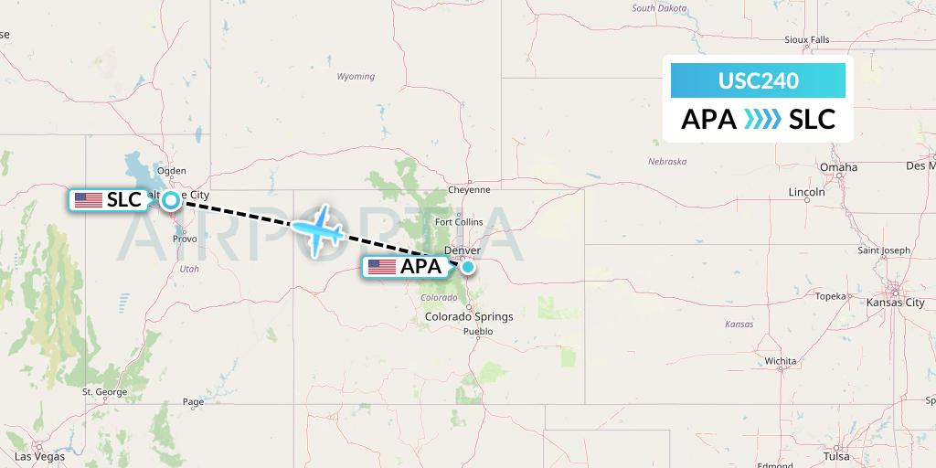 USC240 Airnet Express Flight Map: Denver to Salt Lake City