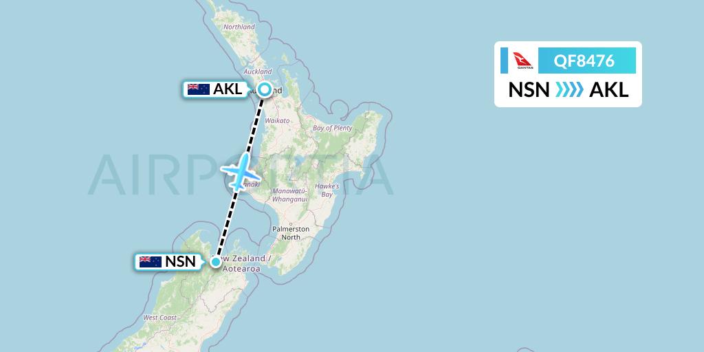QF8476 Qantas Flight Map: Nelson to Auckland