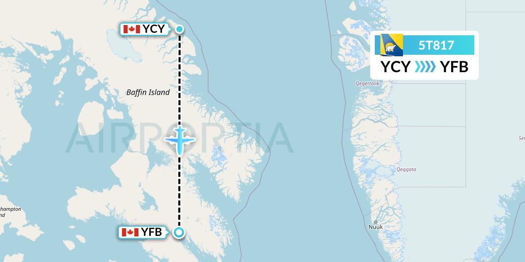 5T817 Canadian North Flight Map: Clyde River to Iqaluit