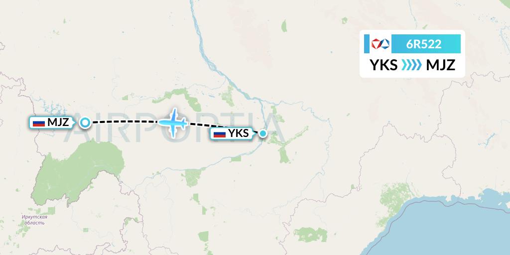6R522 Alrosa Flight Map: Yakutsk to Mirny