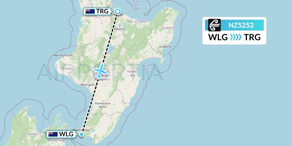 NZ5252 Air New Zealand Flight Map: Wellington to Tauranga