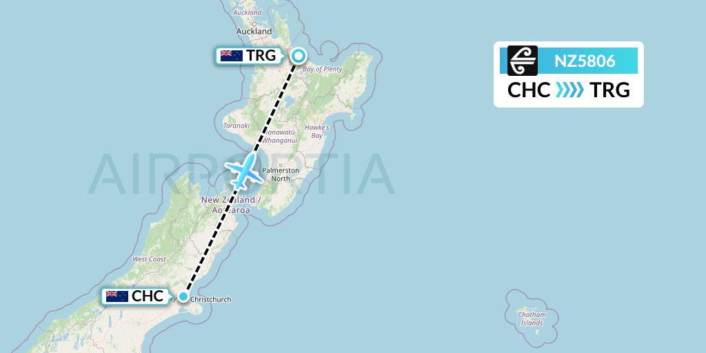 NZ5806 Air New Zealand Flight Map: Christchurch to Tauranga