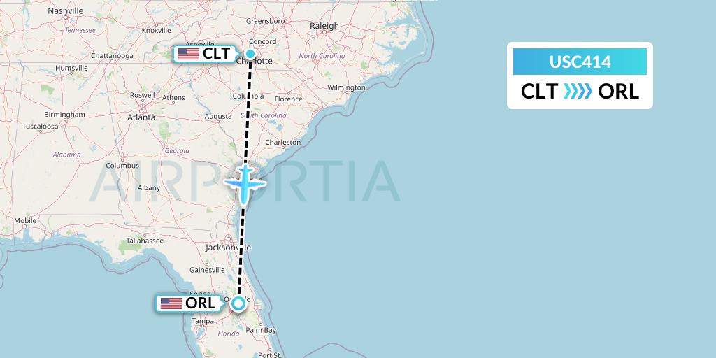 USC414 Airnet Express Flight Map: Charlotte to Orlando