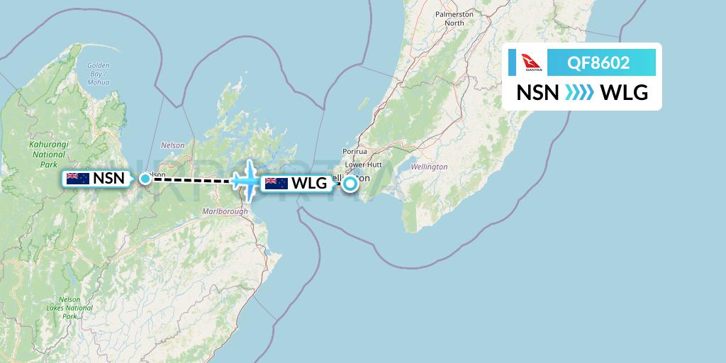 QF8602 Qantas Flight Map: Nelson to Wellington