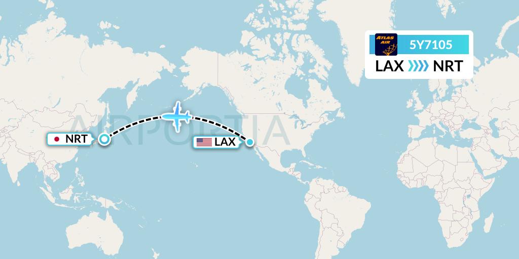 5Y7105 Atlas Air Flight Map: Los Angeles to Tokyo