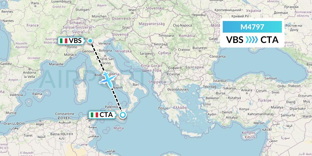 M4797 Mistral Air Flight Map: Brescia to Catania