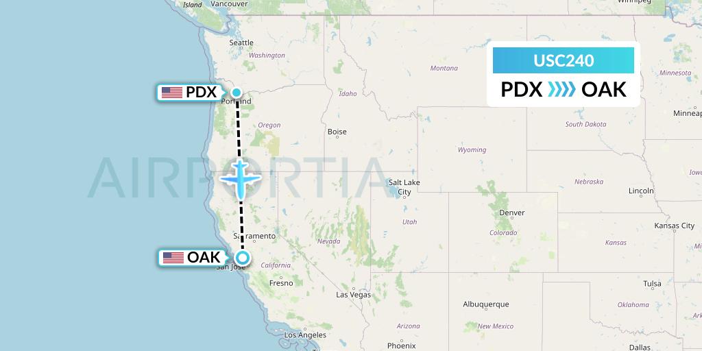 USC240 Airnet Express Flight Map: Portland to Oakland
