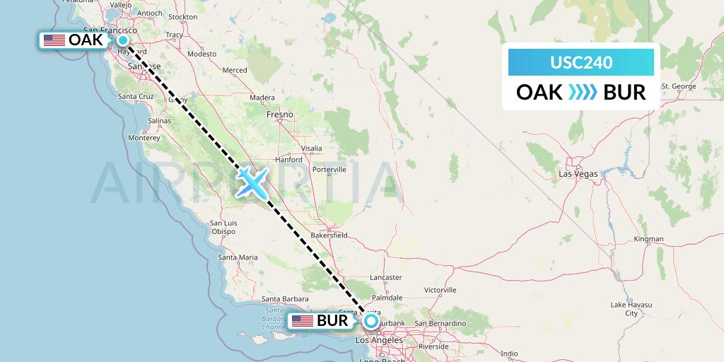 USC240 Airnet Express Flight Map: Oakland to Burbank