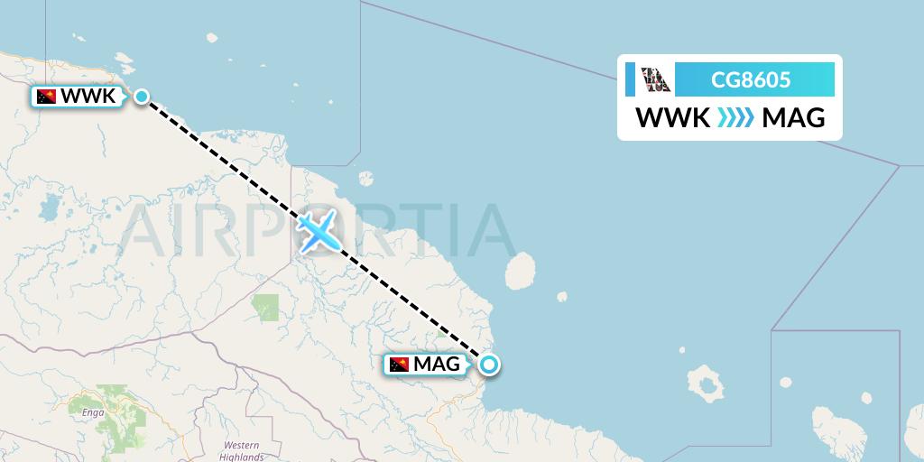 CG8605 Airlines PNG Flight Map: Wewak to Madang