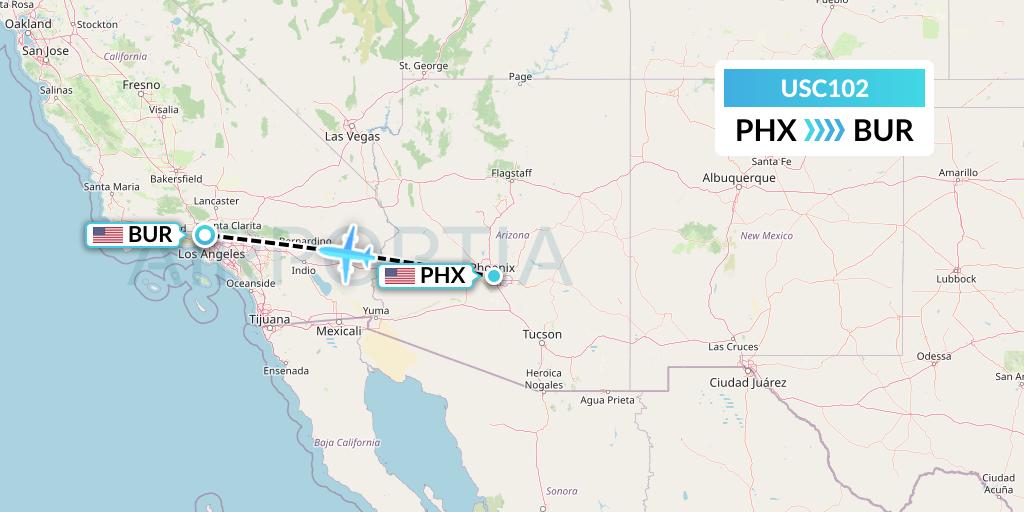 USC102 Airnet Express Flight Map: Phoenix to Burbank