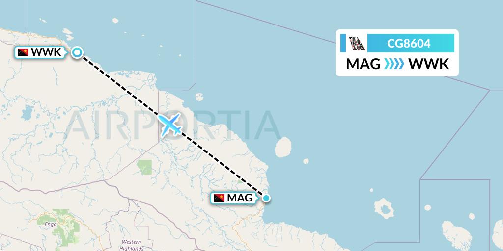 CG8604 Airlines PNG Flight Map: Madang to Wewak